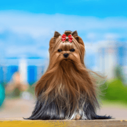 Yorkshire Terrier Show Dog posing on table