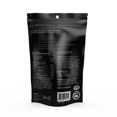 Product Facts for French Bulldog Supplements- WoofWell Breed-Specific Health Supplements for Dogs